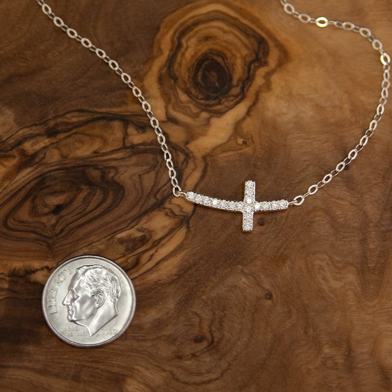EFYTAL Baptism Gifts for Girl, Dainty Sterling Silver Sideways Cross Necklace for Women, Religious Gifts for Women, First Communion for Girls or Teen, Kids Cross Necklace 8-12, Christian Jewelry - Image 5